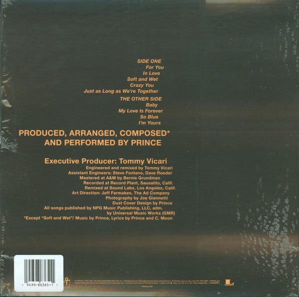 Prince - For You (1978) - New LP Record 2022 The Prince Estate Sony US