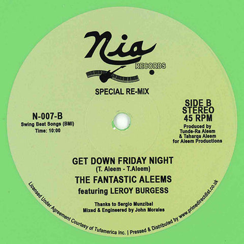 The Fantastic Aleems Featuring Leroy Burgess – Get Down Friday Night (1982) - New 12" Single Record Store Day 2023 NIA UK Green Vinyl - Disco / Boogie