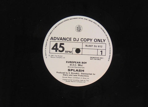 Splash - European Boy - Mint- 12" Single 1987 UK Import Promo - Italo Disco / Hi NRG