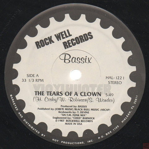 Bassix ‎– The Tears Of A Clown - VG+ 12” Single Record 1987 USA Original Vinyl - Electro / Hi NRG