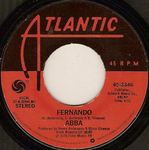ABBA - Fernando / Rock Me - VG+ 7" Single 45RPM 1976 Atlantic USA - Disco