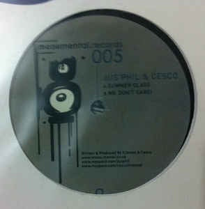 Jus' Phil vs. Cesco ‎– Summer Class / We Don't Care! - Mint 12" Single Record 2007 UK Monumental Vinyl - Minimal Techno