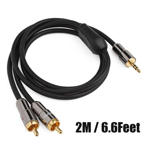 DiGiYes 1 meter / 3 Feet - Audio Cable 3.5 mm Male to 2 RCA Male Stereo Audio Auxiliary Aux Cable Y Splitter