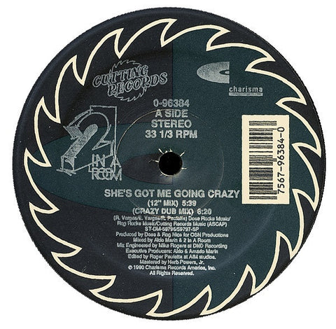 2 In A Room ‎– She's Got Me Going Crazy - VG+ 12" Single 1990 USA - House / Hip-House