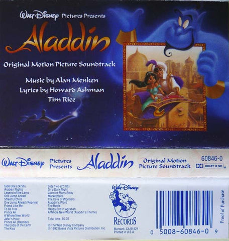 Alan Menken, Howard Ashman, Tim Rice ‎– Aladdin - Used Cassette 1992 Walt Disney Records - Soundtrack / Pop / Musical