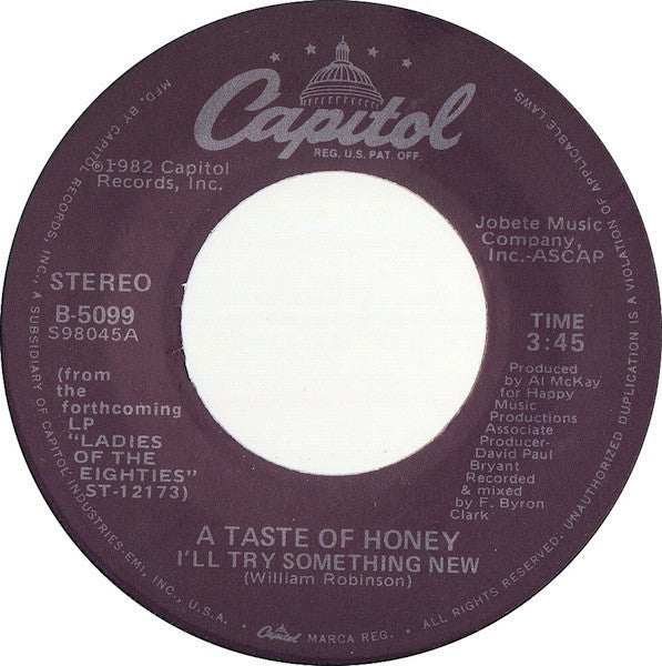 A Taste Of Honey ‎– I'll Try Something New / Good-Bye Baby - VG+ 45rpm 1980 USA - Soul / Funk