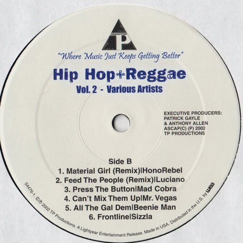 Various ‎– Hip Hop + Reggae Vol. 2 - VG+ LP 2002 Lightyear USA - Hip Hop/Reggae