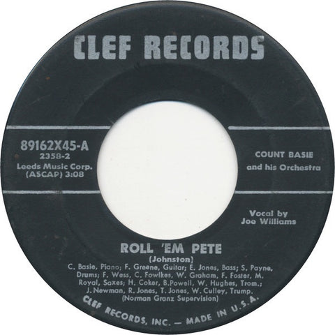 Count Basie And His Orchestra - Roll 'Em Pete / April In Paris - VG+ 7" Single 45RPM 1955 Clef YSA - Jazz / Big Band