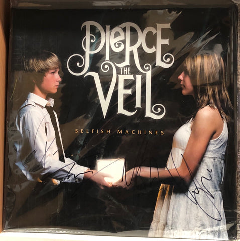 Autographed Signed by Band - Pierce The Veil – Selfish Machines - Mint- LP Record 2010 Equal Vision Hot Topic Green Translucent Vinyl - Hardcore / Post Rock