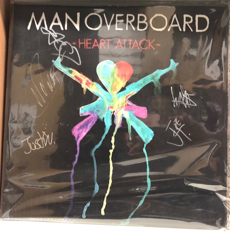 Autographed Signed by Band - Man Overboard – Heart Attack - Mint- LP Record 2014 Rise Green White Vinyl, CD & Insert - Pop Punk / Emo