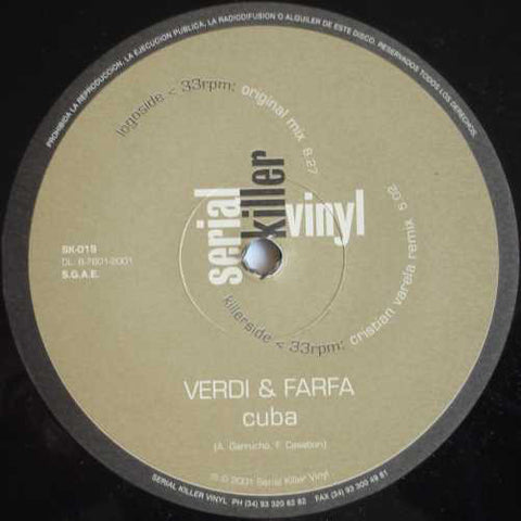 Verdi & Farfa – Cuba -12" Single 2002 Minimalistik (Italian Import) - Techno/Tribal House