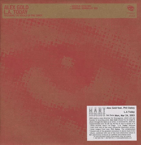 Alex Gold Ft. Phil Oakey – L.A. Today - New 12" Single Record 2003 Xtravaganza UK Vinyl - Trance