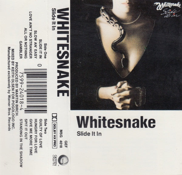 Whitesnake – Slide It In - Used Cassette 1984 Geffen Tape - Hard