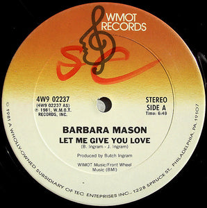 Barbara Mason ‎– Let Me Give You Love VG+ - 12" Single 1981 WMOT USA - Disco