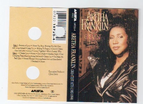 Aretha Franklin – Greatest Hits (1980-1994) - Used Cassette 1994 Arista Tape - Funk/Soul