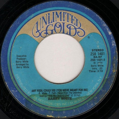 Barry White ‎– Any Fool Could See (You Were Meant For Me) / You're The One I Need - VG+ 45rpm 1979 USA - Disco