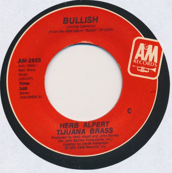洋楽 HERB ALPERT & THE TIJUANA BRASS BULLSEYE Herb Alpert Tijuana Brass ‎- Bullish / Oriental Eyes - Mint- 7