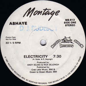 Ashaye - Electricity - VG+ 12" Promo 1983 Montage Records USA - Disco