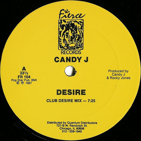 Candy J ‎– Desire - VG+  12" Single 1987 USA Vinyl - Chicago House
