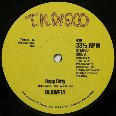 Blowfly ‎– Rapp Dirty / Blowfly's Rapp - VG- 12" Single 1980 USA - Disco