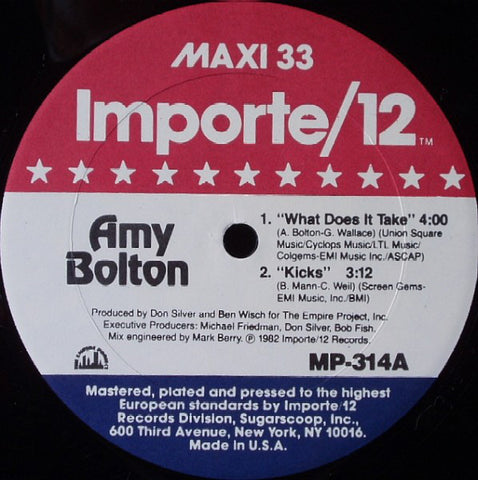 Amy Bolton - When Does It Take VG+ - 12" Single 1982 Importe USA - Disco
