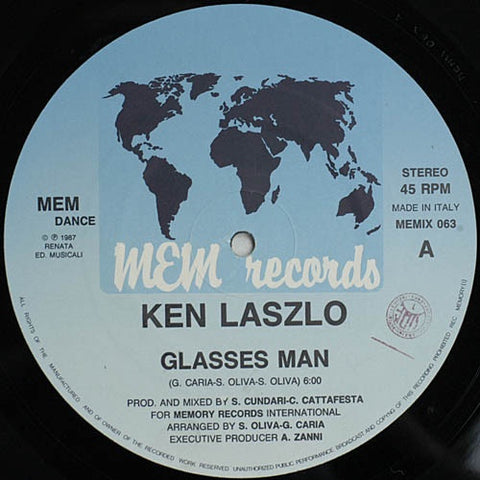Ken Laszlo ‎– Glasses Man - VG 12" Single Record 1987 Italy Import Vinyl - Italo-Disco