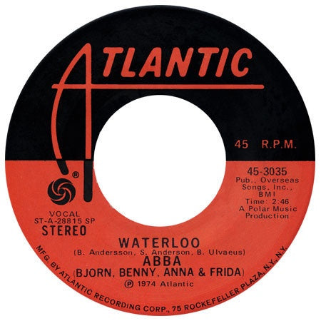 ABBA ‎– Waterloo / Watch Out - VG+ 45rpm 1974 USA Atlantic Records - Funk / Disco / Pop