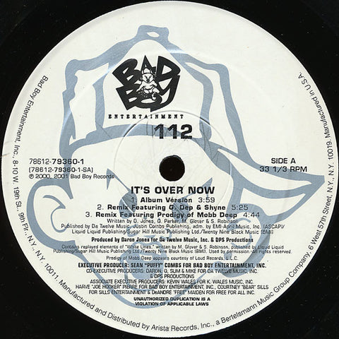 112 - It's Over Now / Peaches & Cream VG - 12" Single Record 2001 Promo USA - Hip Hop