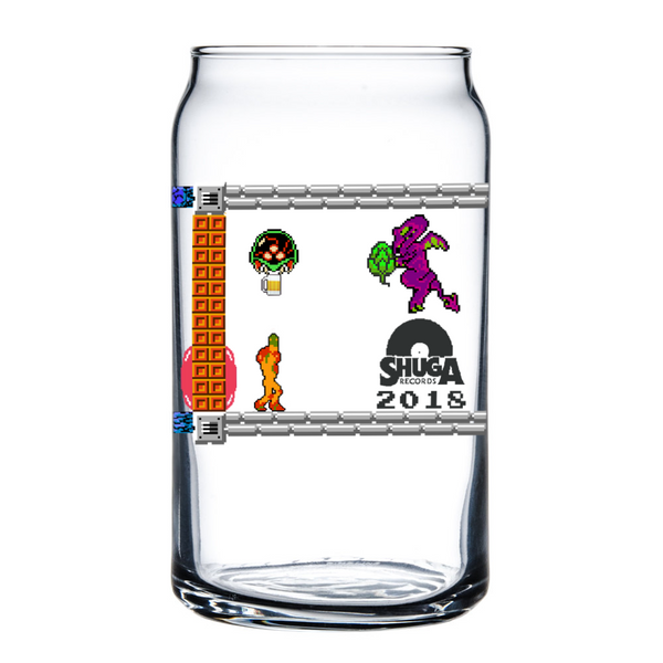 Weed & Beer Metroid Samus NES 8-Bit Shuga Records 16 oz Libbey Can Glass Limited Batch1