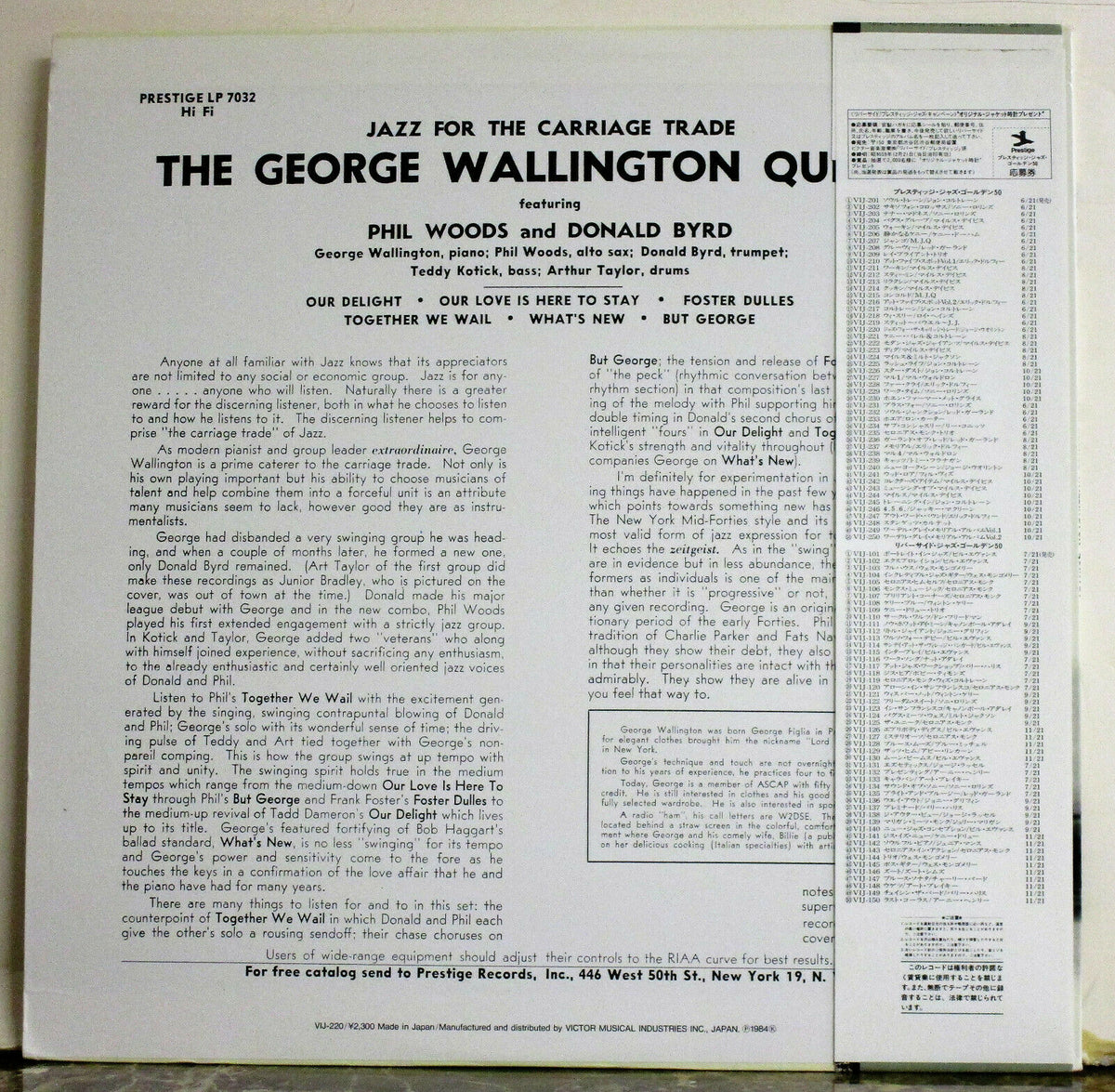 George Wallington Quintet ‎– Jazz For The Carriage Trade (1956