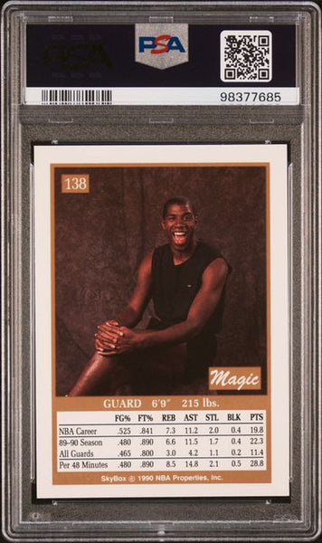 MAGIC JOHNSON 1990 NBA SKYBOX Card #138 LA LAKERS HOF PSA 9