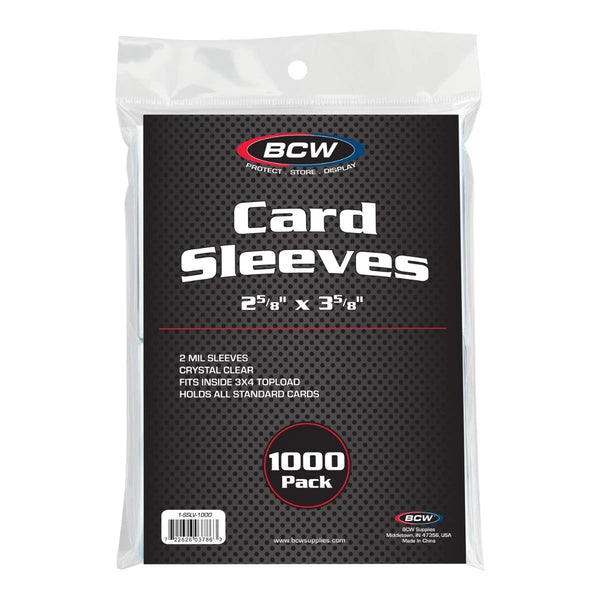 BCW Standard Penny Sleeve 1000 Count Plastic Sleeves 2-5/8" x 3-5/8" Crystal Clear For Pokémon, MTG, Sports - Shuga Records