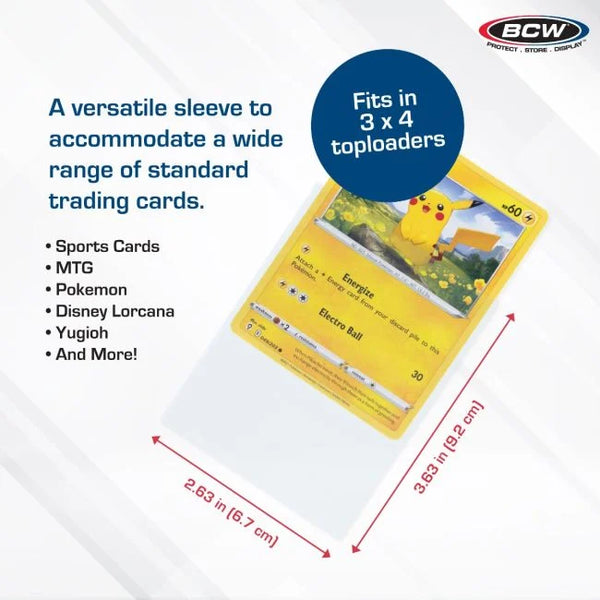 BCW Standard Penny Sleeve 1000 Count Plastic Sleeves 2-5/8" x 3-5/8" Crystal Clear For Pokémon, MTG, Sports - Shuga Records