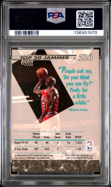 1992 ULTRA #216 MICHAEL JORDAN - Chicago Bulls HOF PSA 8 NM - MT