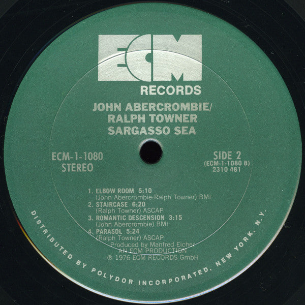 John Abercrombie & Ralph Towner - Sargasso Sea - Mint- (VG+ cover) LP Record 1976 ECM USA Vinyl - Jazz - Shuga Records