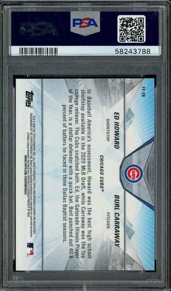 CHICAGO CUBS 2020 Bowman Draft Franchise Fututes Ed Howard Burl Carraway PSA 9 - Shuga Records