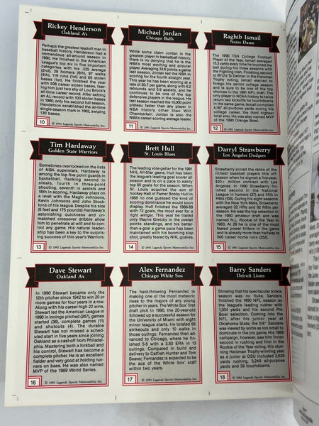 (1) 1991 Michael Jordan Legends Sports Memorabilia Magazine w/ Trading Cards Inside & Postcards - Shuga Records