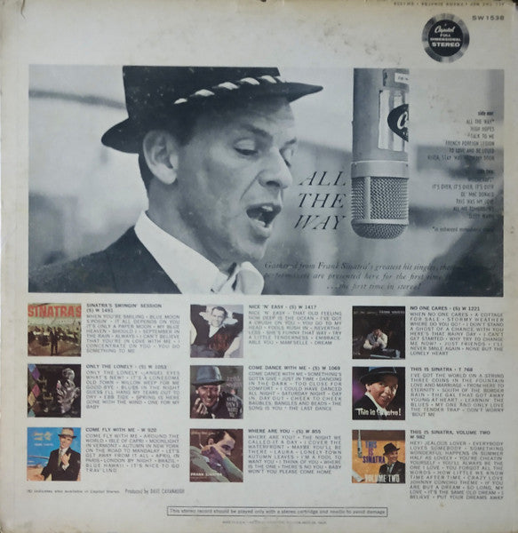 Frank Sinatra - All The Way - VG+ LP Record 1961 Capitol USA Stereo Vinyl - Jazz / Pop - Shuga Records