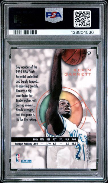 1995 SKYBOX E-XL #49 KEVIN GARNETT - Minnesota  Wolves - PSA 8 NM - MT