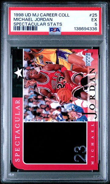 1998 UPPER DECK MJ CAREER COLLECTION #25 MICHAEL JORDAN SPECTACULAR STATS - Chicago Bulls HOF PSA 5 EX