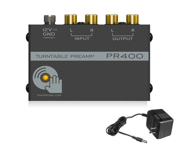New Kinter PR400 Ultra Compact Phono Vinyl Turntable Preamp - Mini Electronic Audio Stereo Phonograph Preamplifier with Gold Plated RCA Input  Outputs - Shuga Records