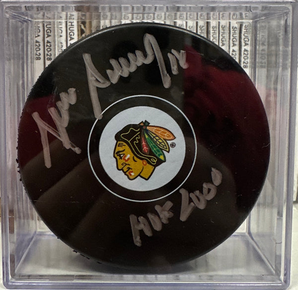 Signed Autographed - Denis Savard - Chicago Blackhawks Hockey Puck HOF - 2022 w/COA - Shuga Records