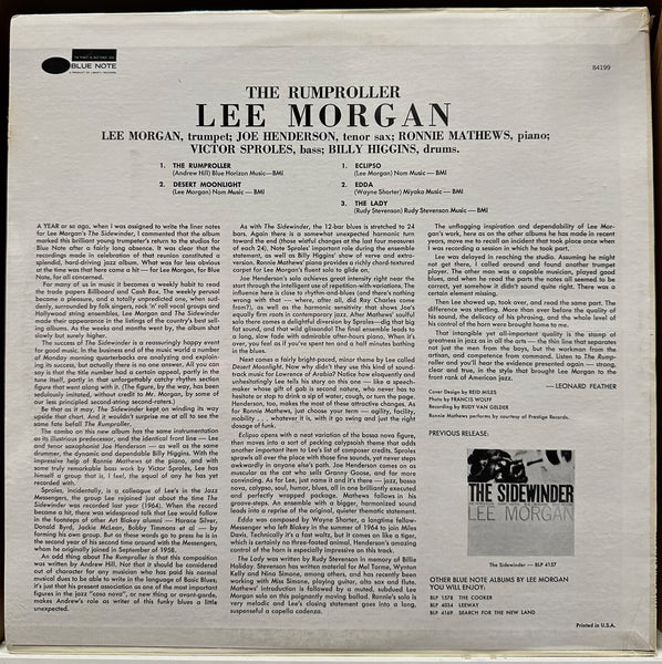 Lee Morgan ‎– The Rumproller (1965) - New LP Record 1966/1970 Blue Note Vinyl - Jazz / Hard Bo - Shuga Records
