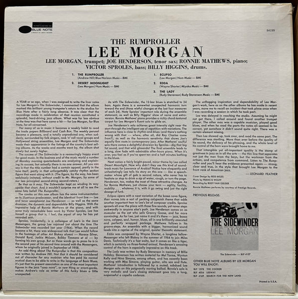 Lee Morgan ‎– The Rumproller (1965) - New LP Record 1966/1970 Blue Note Vinyl - Jazz / Hard Bo
