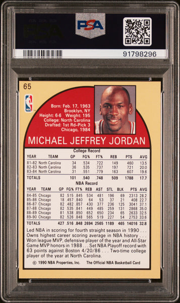 1990 HOOPS #65 MICHAEL JORDAN - Chicago BULLS - PSA 7