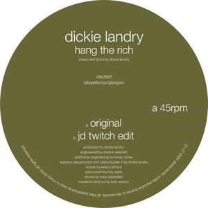 Dickie Landry – Hang The Rich - new 12" Single Record 2024 DFA Vinyl - House / Post-Punk / Funk / No Wave