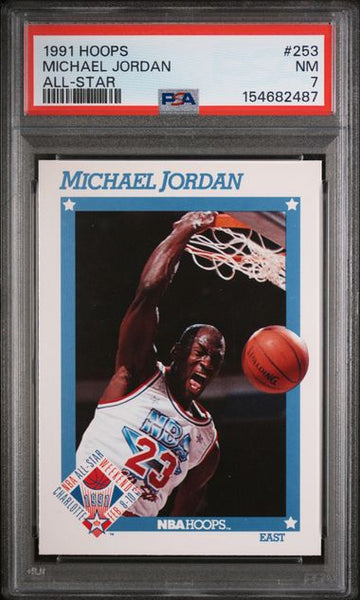 1991 HOOPS #253 MICHAEL JORDAN ALL-STAR - Chicago BULLS - PSA 7