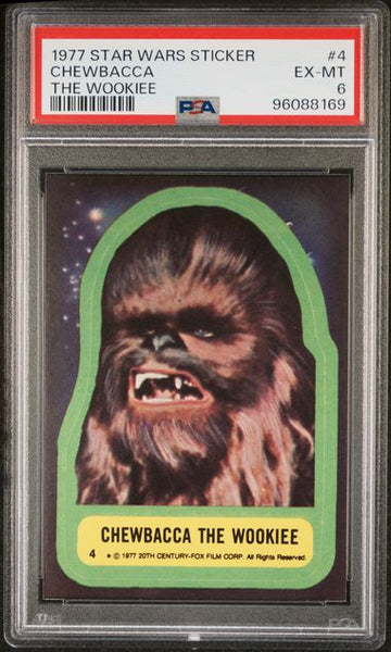 1977 STAR WARS STICKERS #4 CHEWBACCA THE WOOKIEE PSA 6 EX-MT 96088169 - Shuga Records