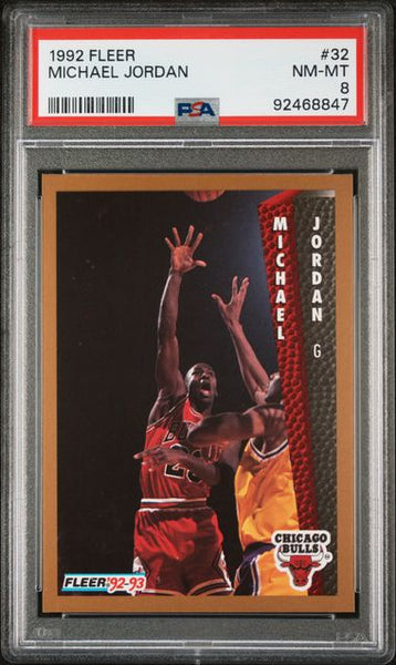 1992 FLEER #32 MICHAEL JORDAN - Chicago Bulls HOF PSA 8 NM-MT
