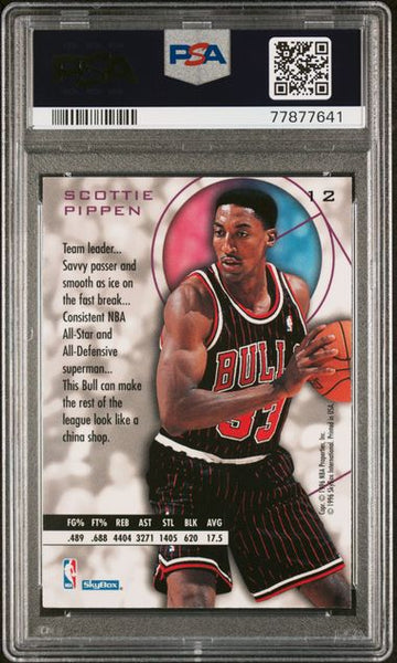 SCOTTIE PIPPEN 1995 SKYBOX E-XL BLUE Card #12 Chicago Bulls PSA 8 - Shuga Records